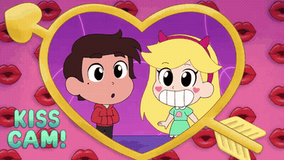 Boy And Girl In Heart Frame Kiss Cam GIF