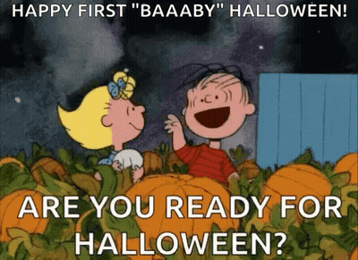 Boy And Girl In Pumpkin Field Are You Ready For Halloween GIF