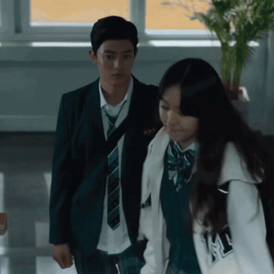 Boy And Girl In School Uniforms Walking GIF