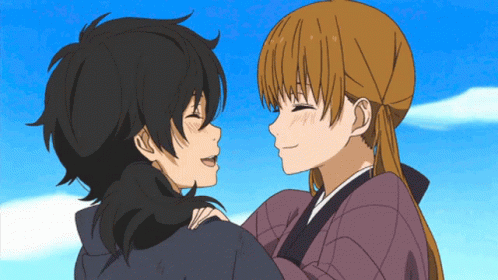 Boy And Girl Kissing Cartoon GIF