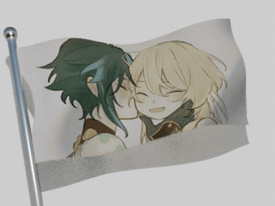 Boy And Girl Kissing On Flag GIF