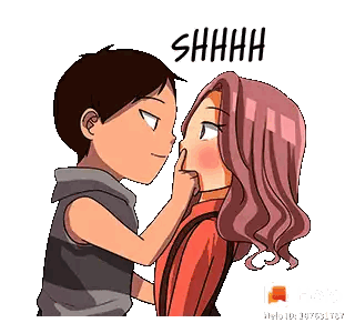 Boy And Girl Kissing Shhh Sticker