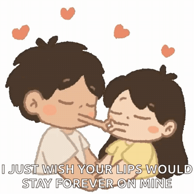 Boy And Girl Kissing Wish Lips Stay Forever On Mine GIF