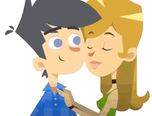 Boy And Girl Kissing With Eyes Closed Sticker