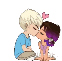 Boy And Girl Kissing With Heart Sticker