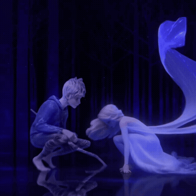 Boy And Girl Kneeling In Dark Room GIF