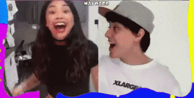 Boy And Girl Laughing, Girl In Xlarge Shirt GIF