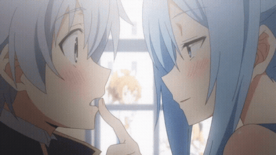 Boy And Girl Looking At Each Other Eyes Closed GIF