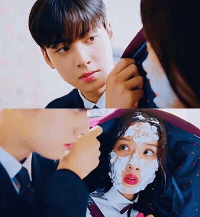 Boy And Girl Looking At Each Other Girl With Mask GIF