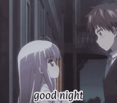 Boy And Girl Looking At Each Other Saying Good Night GIF