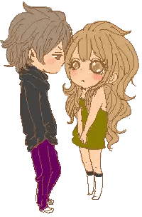 Boy And Girl Looking At Each Other Sticker