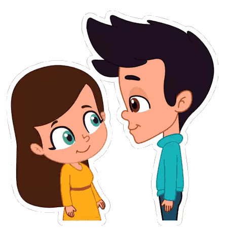 Boy And Girl Looking At Each Other Sticker