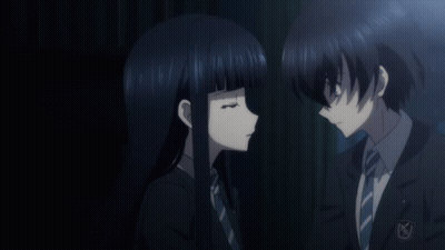 Boy And Girl Looking At Each Other With NJ Badge GIF