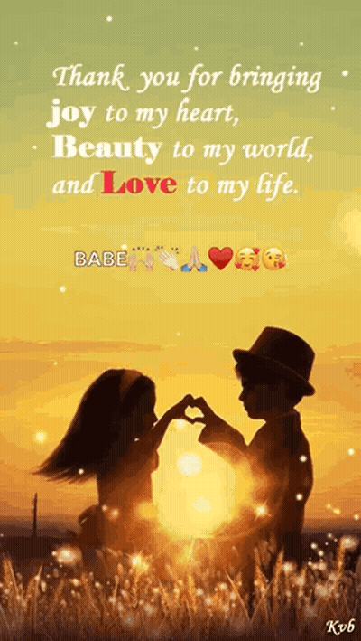 Boy And Girl Making Heart Shape In Field GIF