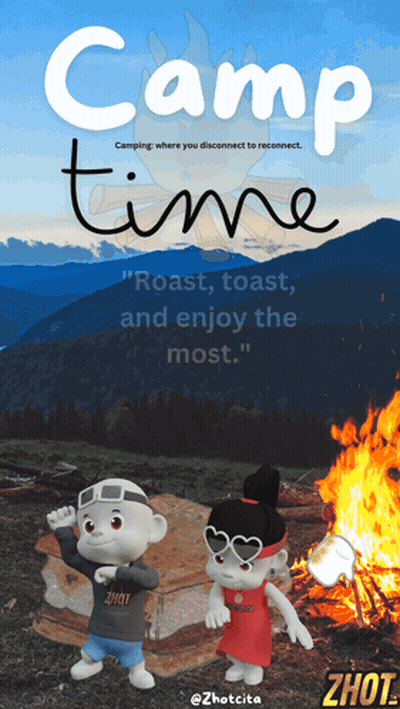 Boy And Girl Near Campfire Poster GIF