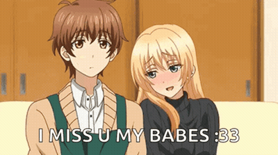 Boy And Girl On Couch Saying I Miss U My Babes GIF