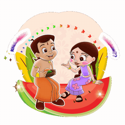 Boy And Girl On Watermelon Slice GIF