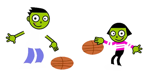 Boy And Girl Playing Basketball Sticker