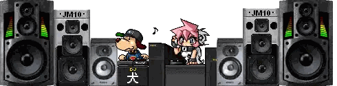 Boy And Girl Playing Music With JM10 Speakers Sticker