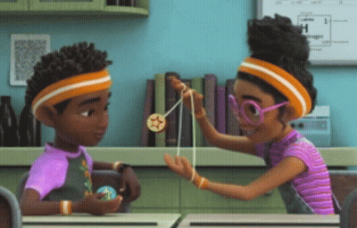 Boy And Girl Playing Yo-Yo In Classroom GIF