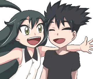 Boy And Girl Posing For Picture Sticker