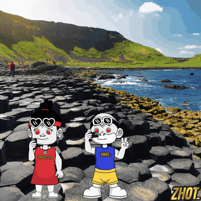 Boy And Girl Rocky Beach Shirt Says Zhou GIF