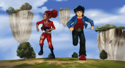 Boy And Girl Running On Grassy Hill GIF