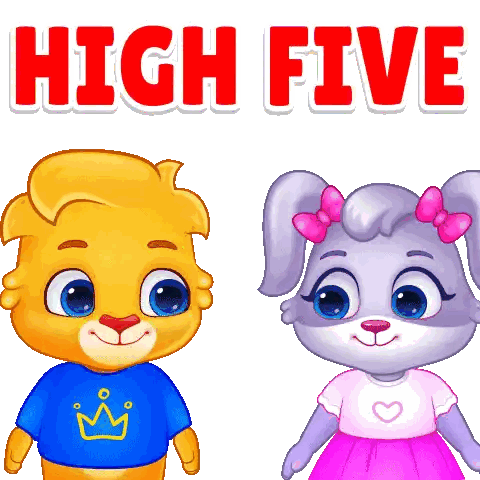 Boy And Girl Saying High Five Sticker