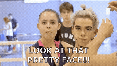 Boy And Girl Saying Look At That Pretty Face GIF