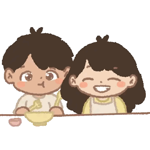 Boy And Girl Sitting At Table Sticker