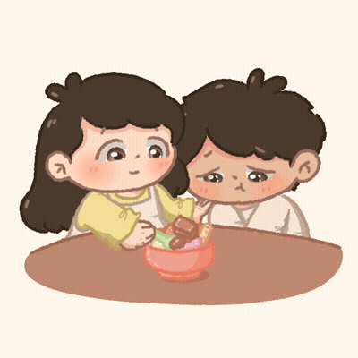 Boy And Girl Sitting At Table GIF