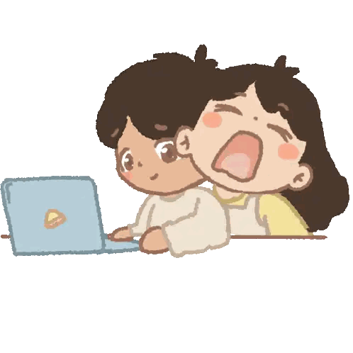 Boy And Girl Sitting In Front Of Laptop Sticker