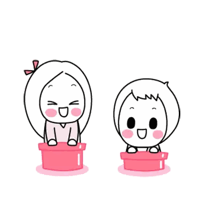 Boy And Girl Sitting In Pink Bucket Smiling Sticker