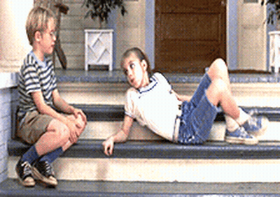 Boy And Girl Sitting On Stairs GIF