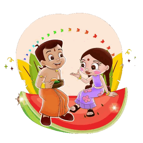 Boy And Girl Sitting On Watermelon Slice Sticker