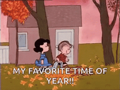 Boy And Girl Sitting Under Tree Saying My Favorite Time Of Year GIF
