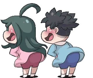 Boy And Girl Standing Back To Back Sticker