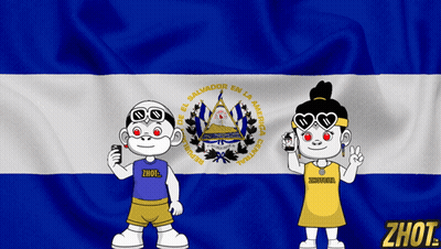Boy And Girl Standing Before El Salvador Flag GIF