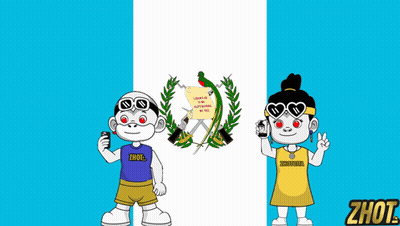 Boy And Girl Standing Before Zhot Flag GIF