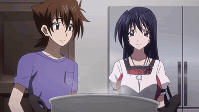 Boy And Girl Standing By Pot GIF