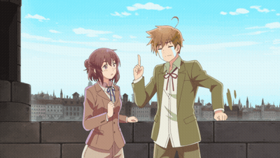 Boy And Girl Standing Girl Pointing Up GIF