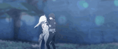 Boy And Girl Standing In Dark Room GIF
