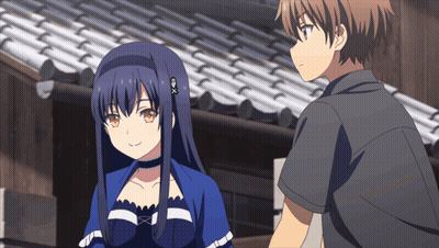 Boy And Girl Standing In Front Of Building GIF