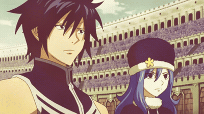 Boy And Girl Standing In Front Of Crowd GIF