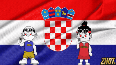 Boy And Girl Standing In Front Of Flag Saying Zhot GIF
