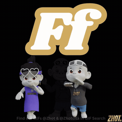 Boy And Girl Standing In Front Of Letter F GIF
