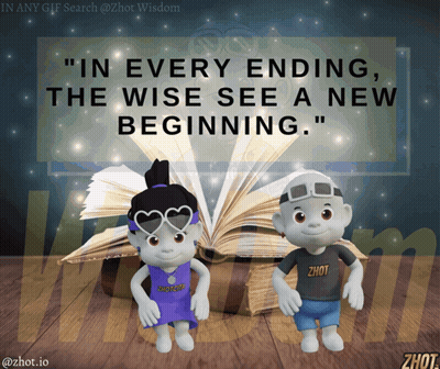Boy And Girl Standing In Front Of Open Book GIF
