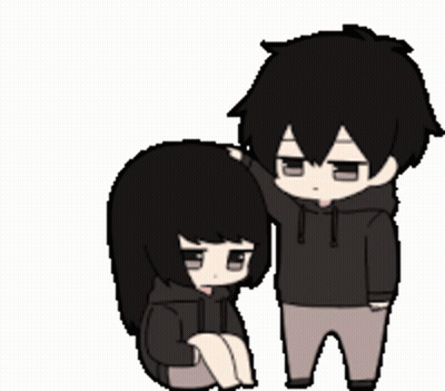 Boy And Girl Standing In Pixel Art GIF