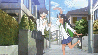 Boy And Girl Standing On Sidewalk GIF