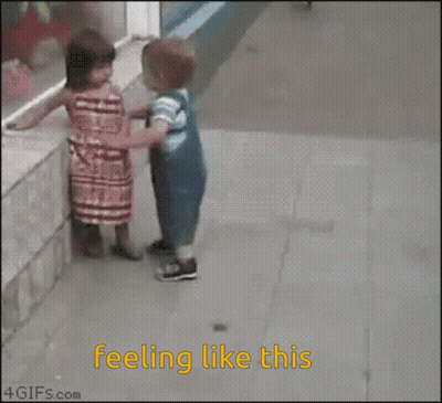 Boy And Girl Standing Sidewalk Feeling Like This GIF